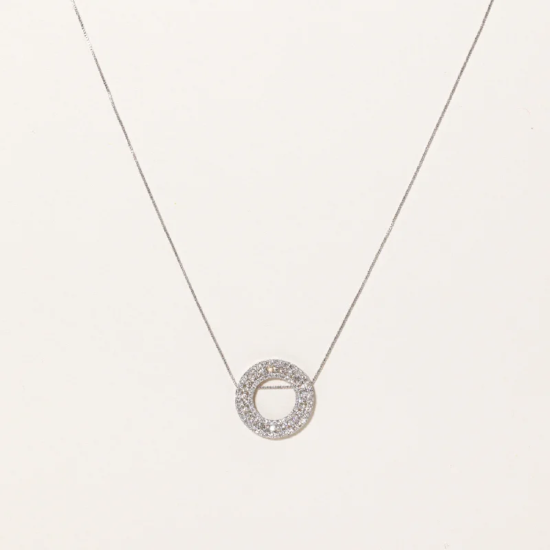 Swirl pattern necklaces-Diamond Circle Pendant & Necklace | 0.92ctw | 17" |