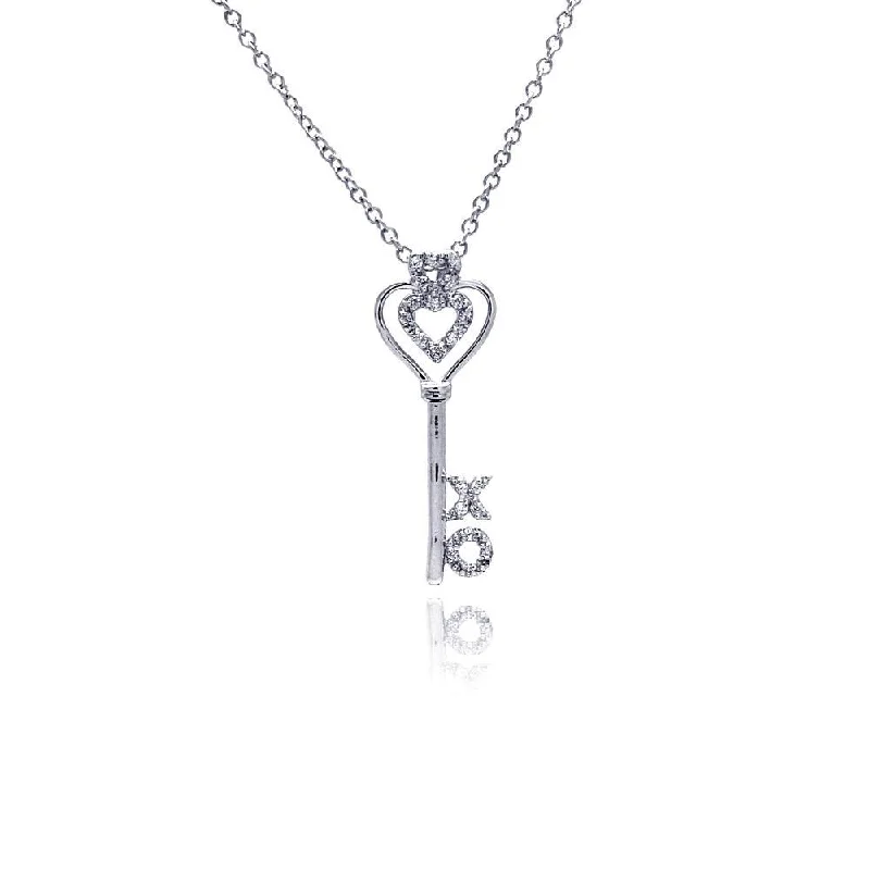 Retro locket necklaces-X O Open Heart CZ Necklace