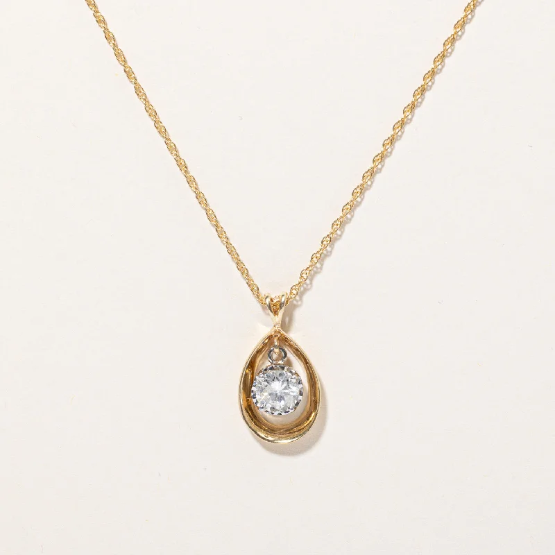 Wave shape necklaces-Diamond Drop Pendant & Necklace | 0.94ct I1 I | 16" |