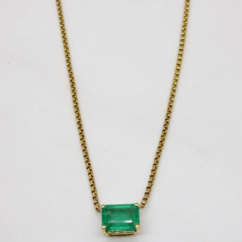 Morganite necklaces-Emerald Pendant Necklace | 1.50ct | 16" |