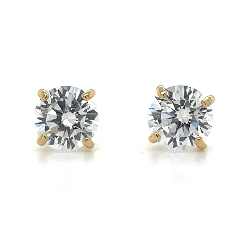 Thick statement earrings-9ct Yellow Gold Four Claw Cz Stud Earrings