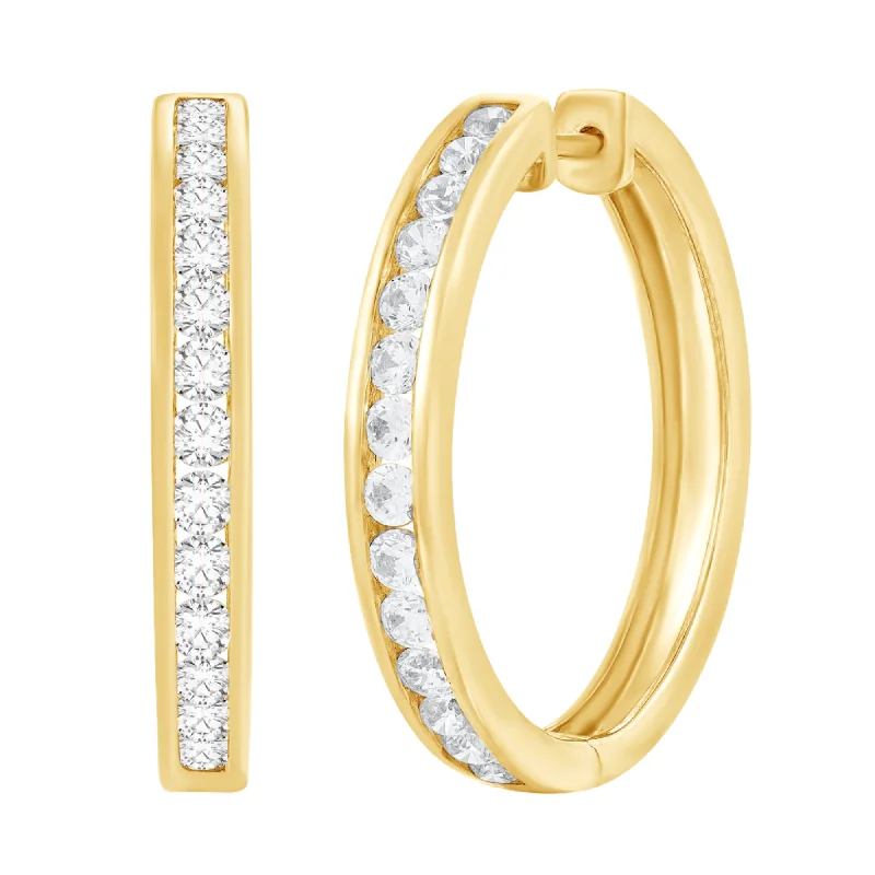 Rover weave earrings-1ctw Diamond Hoop Earrings