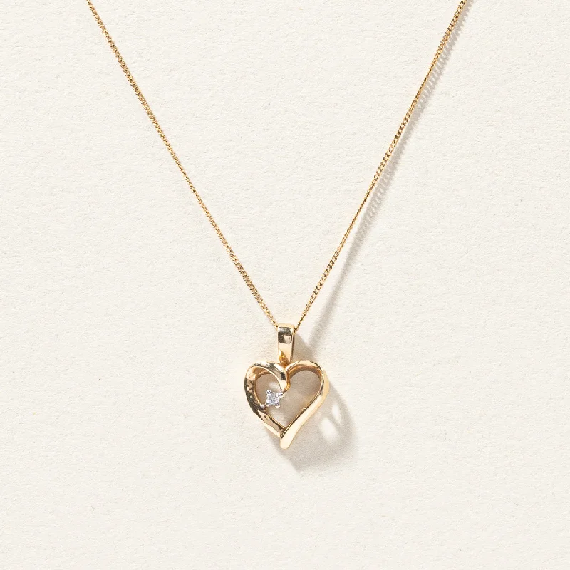 Elite diamond necklaces-Diamond Heart Pendant Necklace | 0.02ct | 18"|