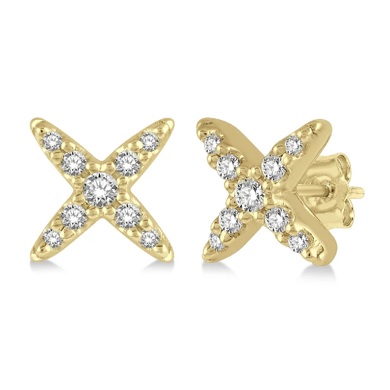 Raised disc earrings-Ashi .12ctw Diamond X Stud Earrings