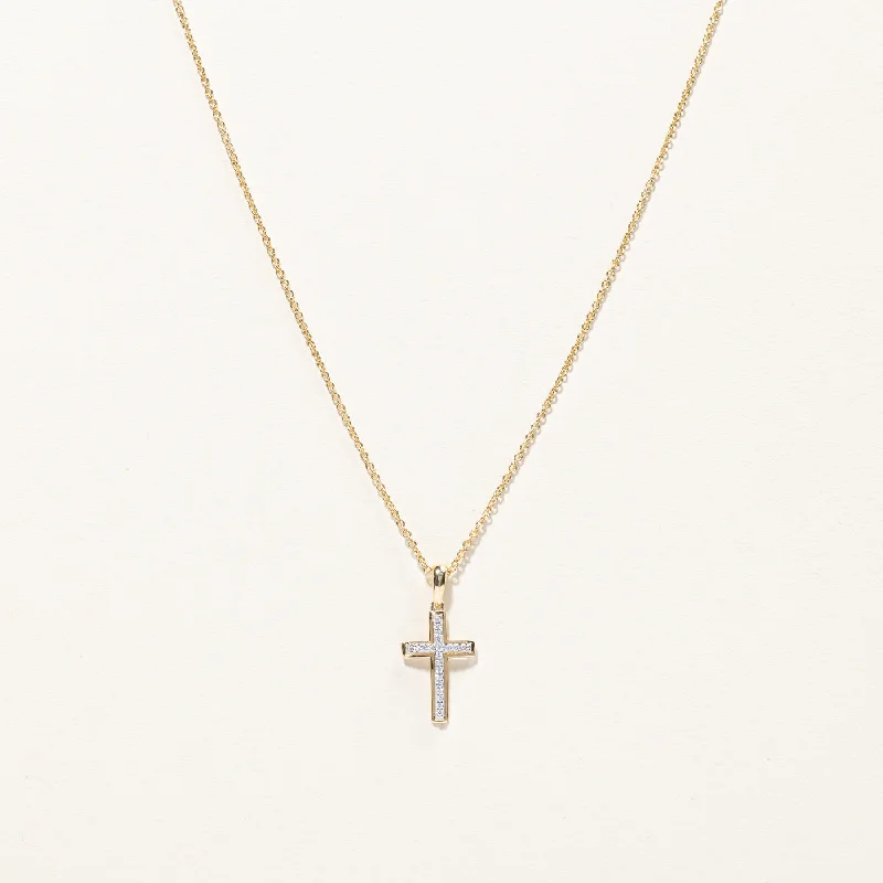 Ethnic braid necklaces-Diamond Cross Pendant Necklace | 0.06ctw | 18"|