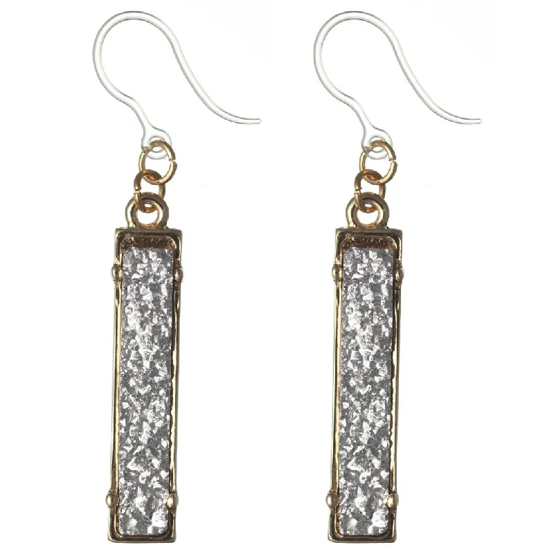 Faux Druzy Bar Dangles Hypoallergenic Earrings for Sensitive Ears Made with Plastic Posts