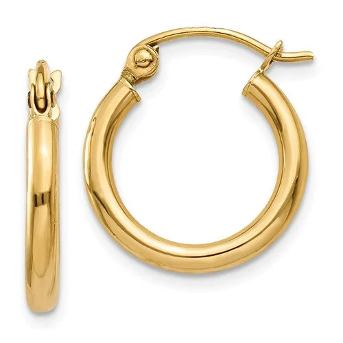 Wide hoop earrings-14K Yellow Gold Lightweight 15mm x 2mm Hoop Earrings