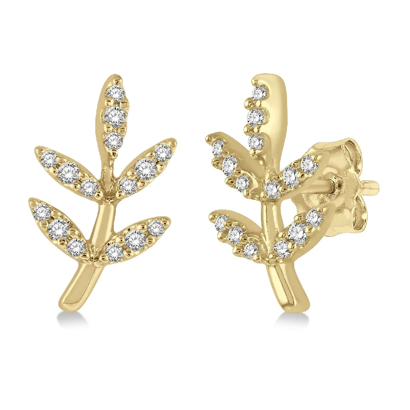 Charming pair earrings-Ashi .12ctw Diamond Leaf Stud Earrings