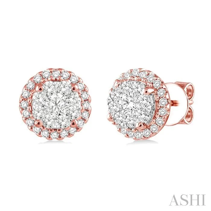 Gloss finish earrings-ROUND SHAPE HALO LOVEBRIGHT ESSENTIAL DIAMOND EARRINGS