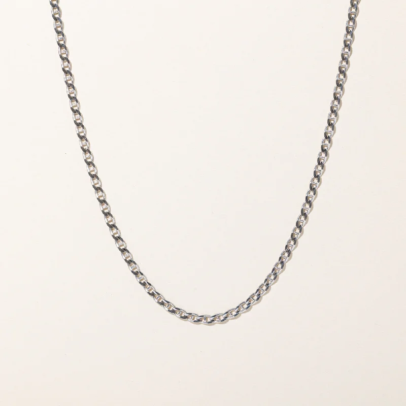 Smooth gem necklaces-10k White Gold Anchor Link Chain | 22" |