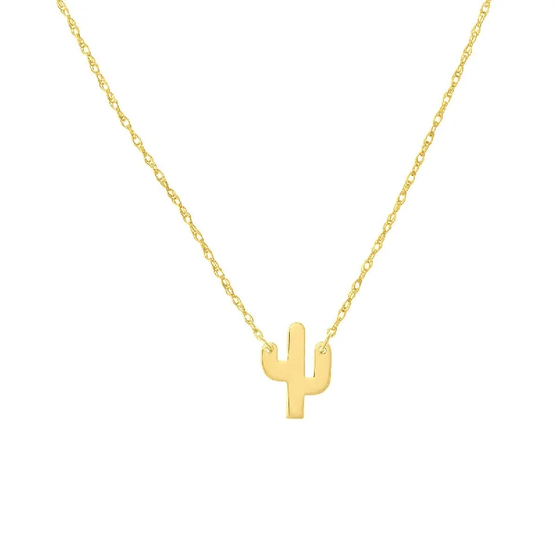 Fused metal necklaces-14K Yellow Gold So You Mini Cactus Adjustable Necklace