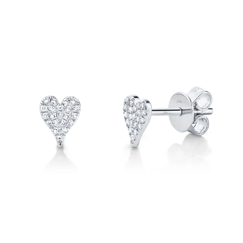 Silk cord earrings-Shy Creation .10ctw Diamond Pave Heart Earrings