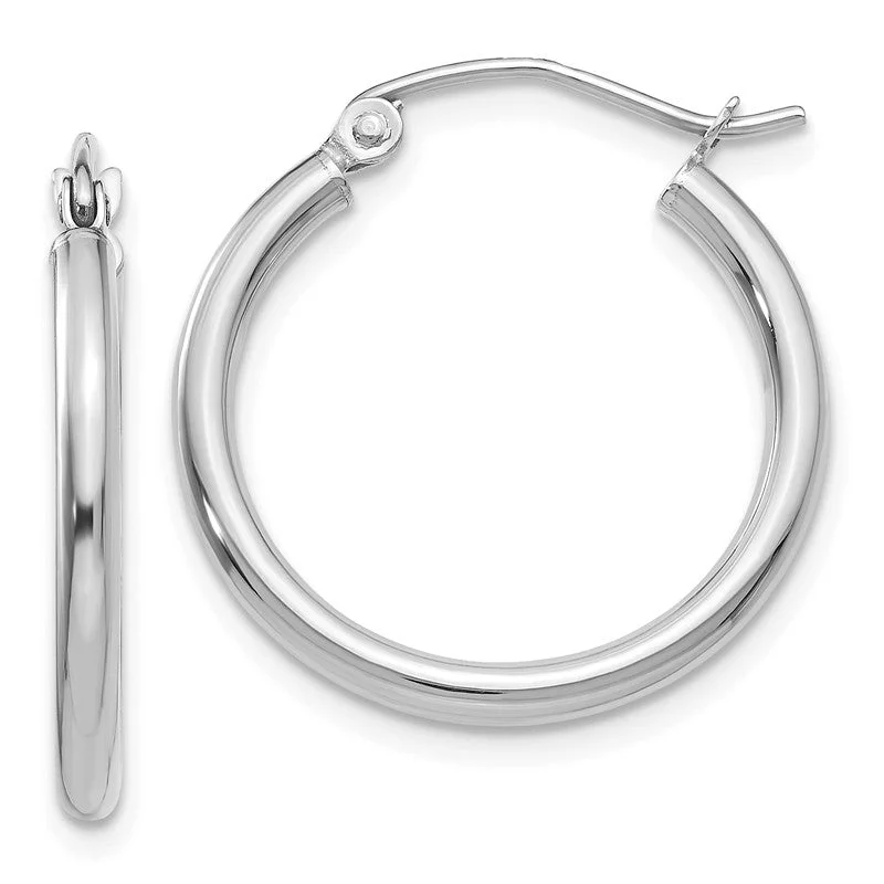 Smooth drop earrings-14K White Gold Lightweight 22mm x 2mm Hoop Earrings