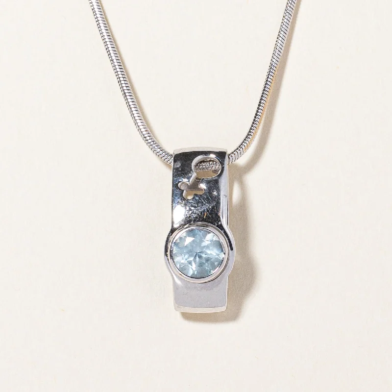 Garnet drop necklaces-Blue Topaz 'Amore' Pendant Necklace | 0.90ct | 18" |