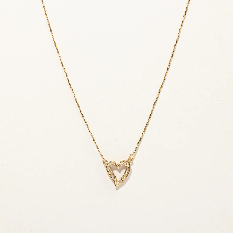 Satin gold necklaces-Diamond Heart Pendant Necklace | 0.14ctw | 15"|