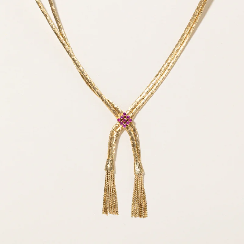 Knot-style necklaces-Ruby Pendant & Tassel Necklace | 0.36ctw | 17" |