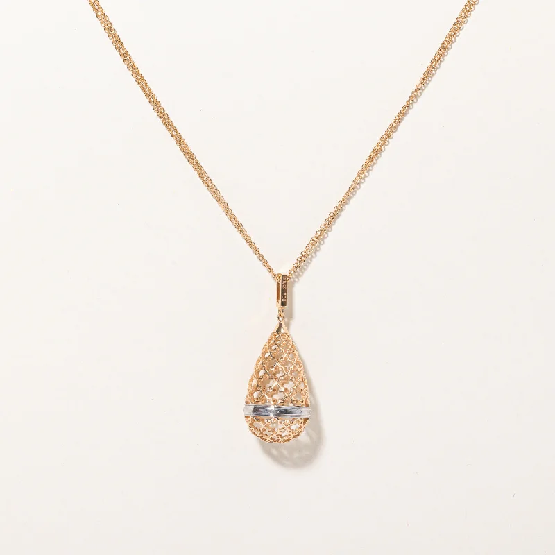 Cebu style necklaces-Birks' 18k Two Tone Gold Cage Pendant & Necklace | 28" |