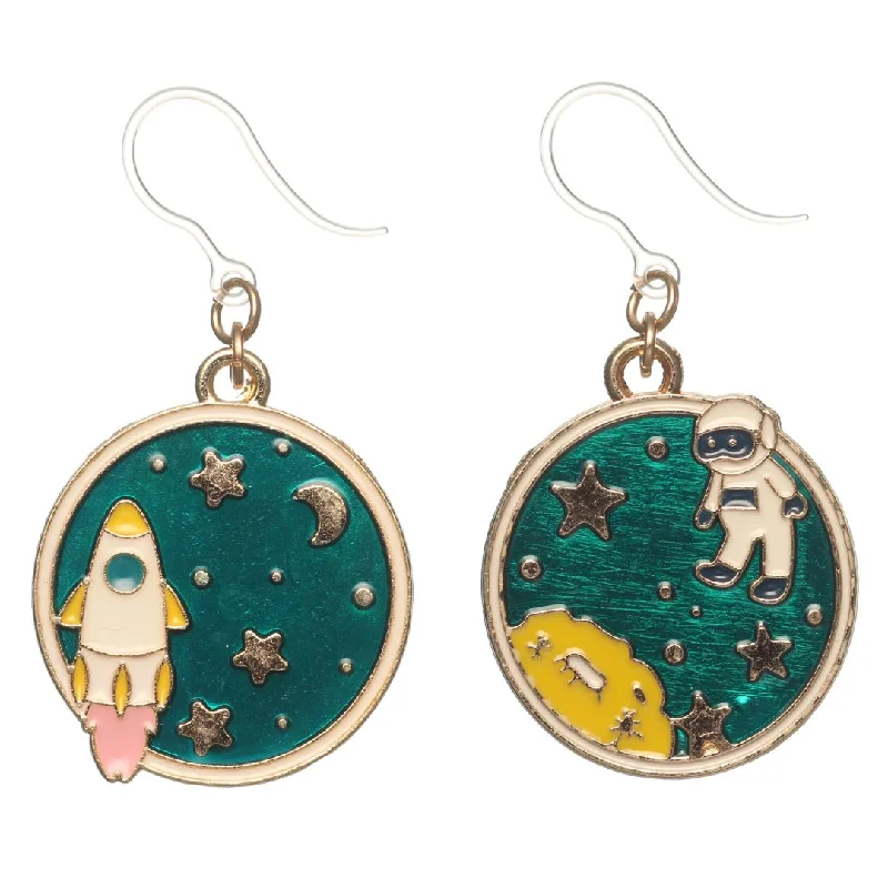 Space Walk Dangles Hypoallergenic Earrings for Sensitive Ears Made with Plastic Posts