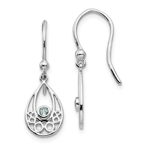 Lily motif earrings-Sterling Silver White Ice Blue Topaz Earrings