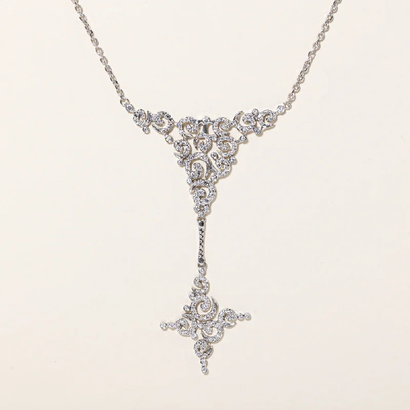 Light filigree necklaces-Ornate Diamond Drop Pendant Necklace | 2.03ctw | 14" |