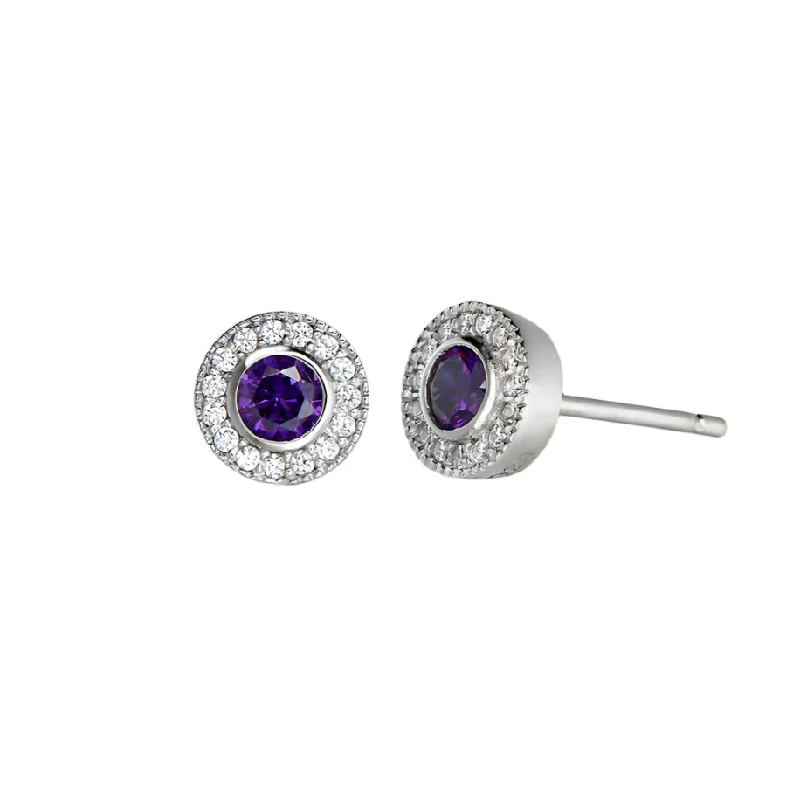 Thick tier earrings-Birth Gems Amethyst Earrings