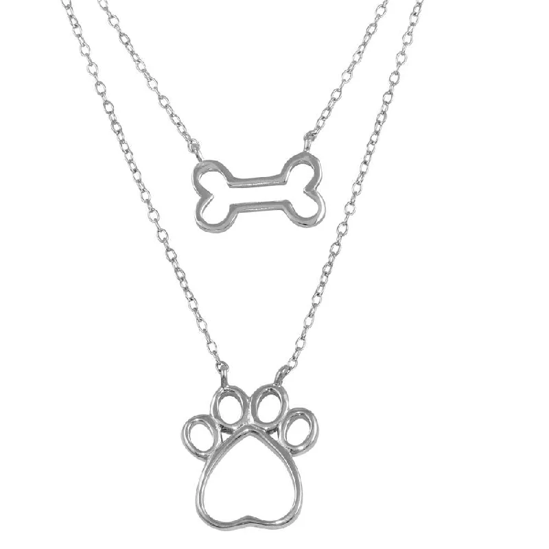 Stellar charm necklaces-Two Piece Dog Bone and Paw Necklace