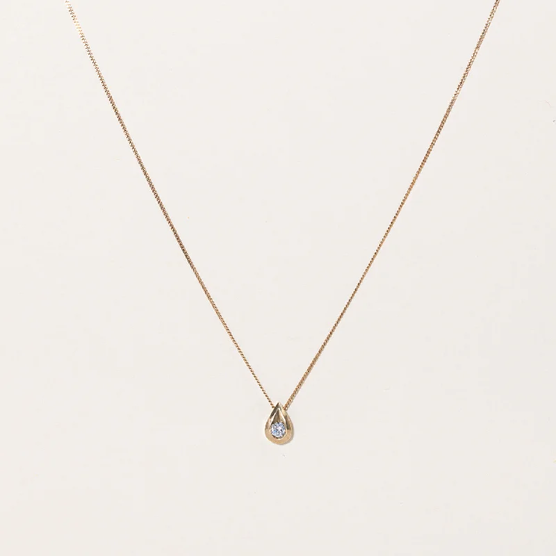 High bar necklaces-Diamond Teardrop Pendant & Necklace | 0.15ct | 18" |