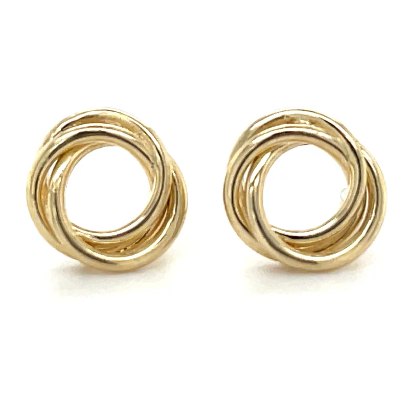 Pure crystal earrings-9ct Yellow Gold Winding Circle Stud Earrings