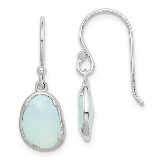 Bold bar earrings-Sterling Silver Blue Chalcedony Dangle Earrings