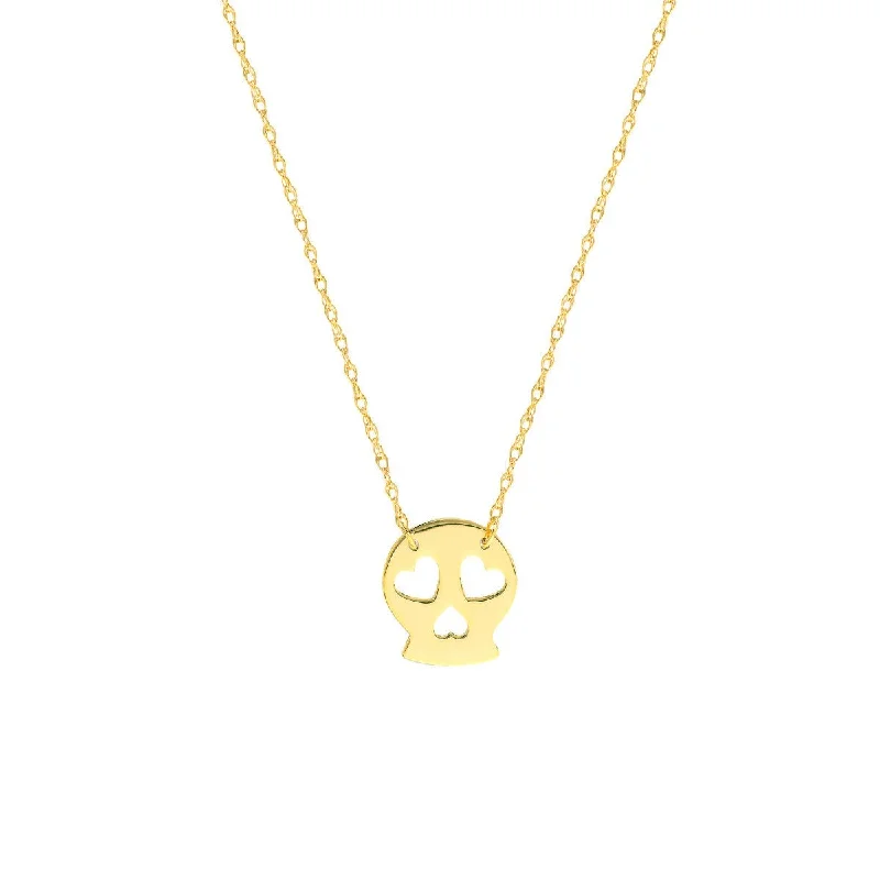 Chunky gem necklaces-14K Yellow Gold So You Mini Sugar Skull Adjustable Necklace