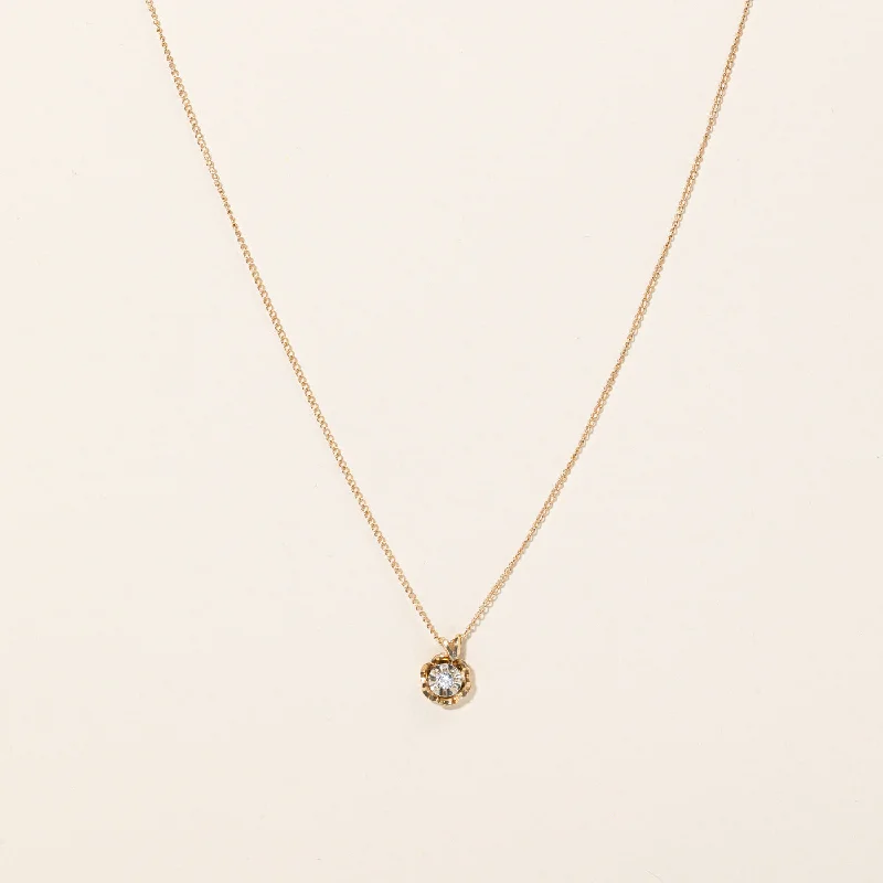 Multi-chain necklaces-Diamond Flower Charm & Necklace | 0.09ct | 16" |