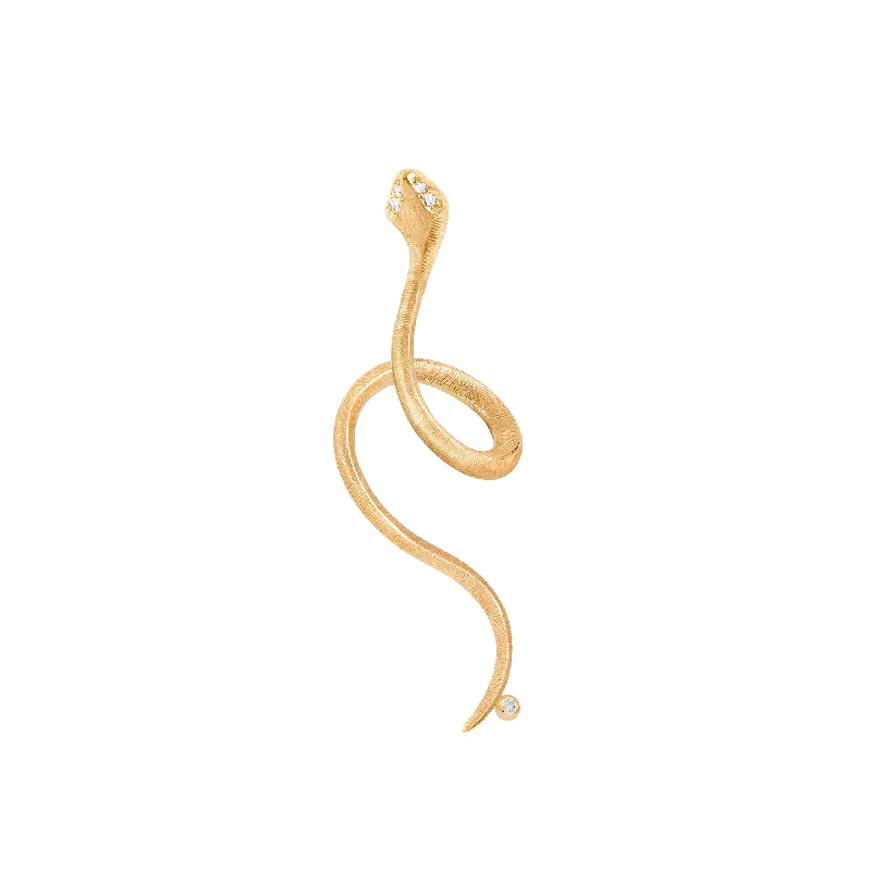 Snake 18K Gold Earring w. Diamonds