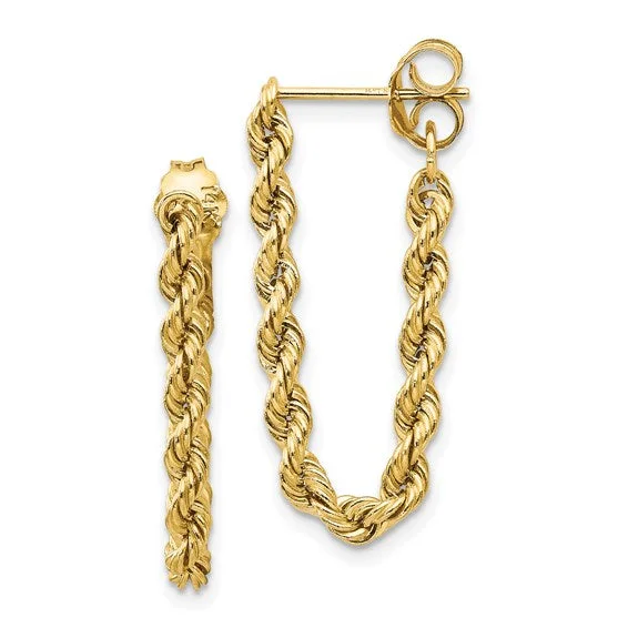 Antique bronze earrings-10k or 14K Gold Hollow Rope Chain Earrings