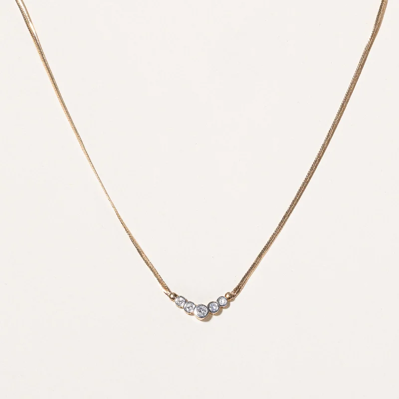 Flexible thread necklaces-Diamond Bezel Set Scoop Pendant Necklace | 0.32ctw | 16" |