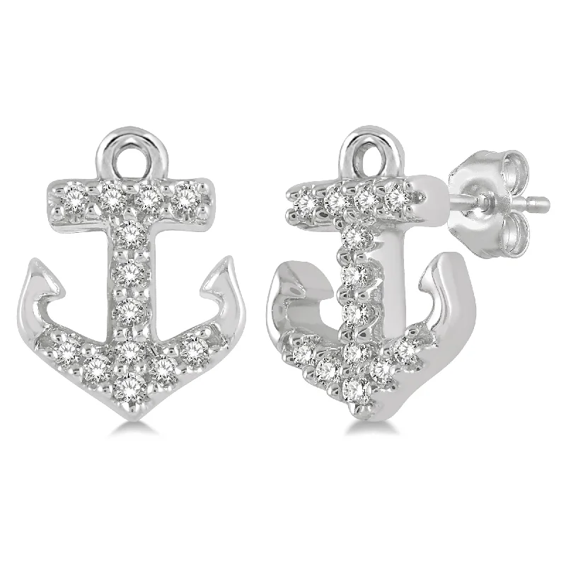 Freshwater pearl earrings-Ashi .08ctw Diamond Anchor Stud Earrings