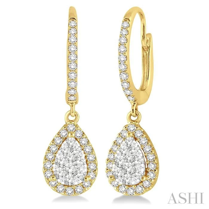 Wrapped thread earrings-PEAR SHAPE HALO LOVEBRIGHT ESSENTIAL DIAMOND EARRINGS