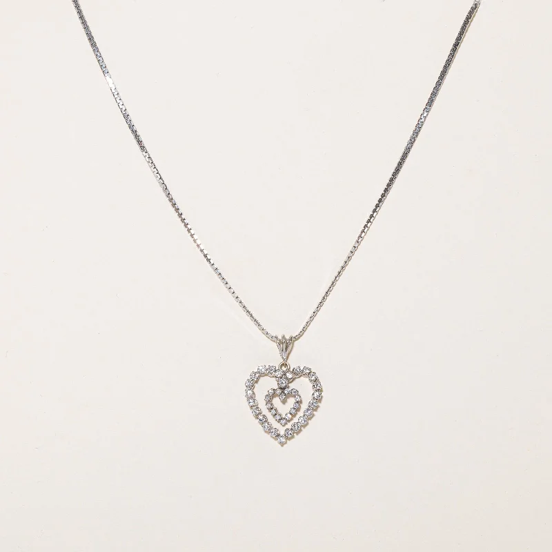 Five-strand necklaces-Diamond Heart Pendant & Necklace | 1.12ctw | 19.5" |