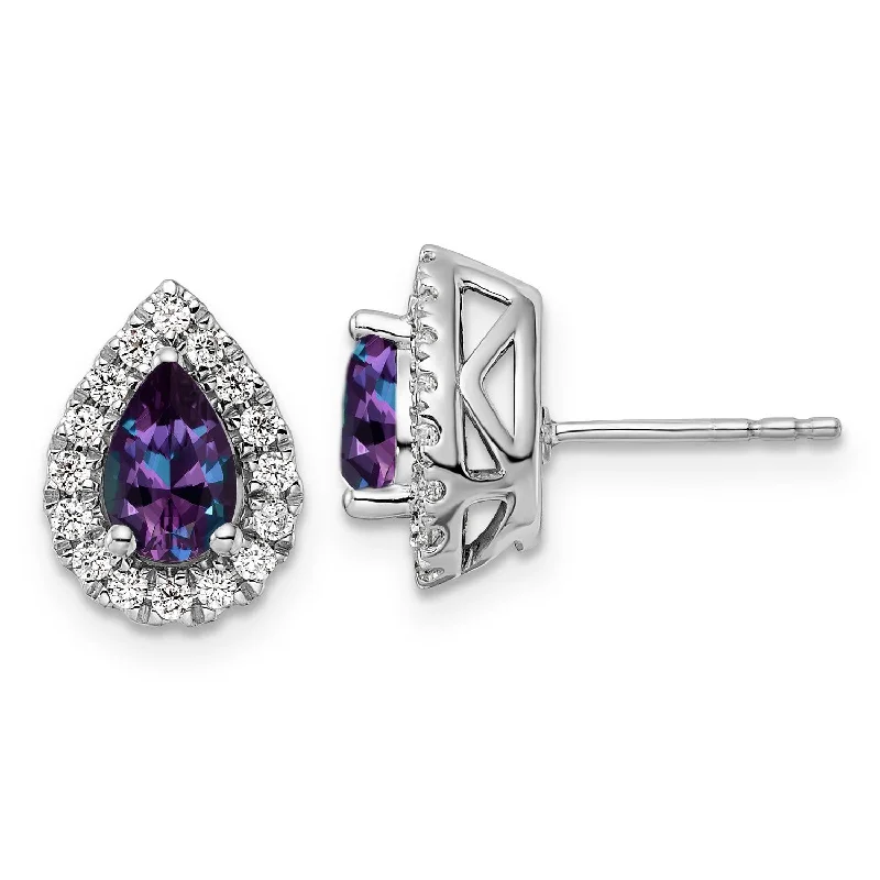 Smooth drop earrings-Alexandrite Diamond Halo Earrings