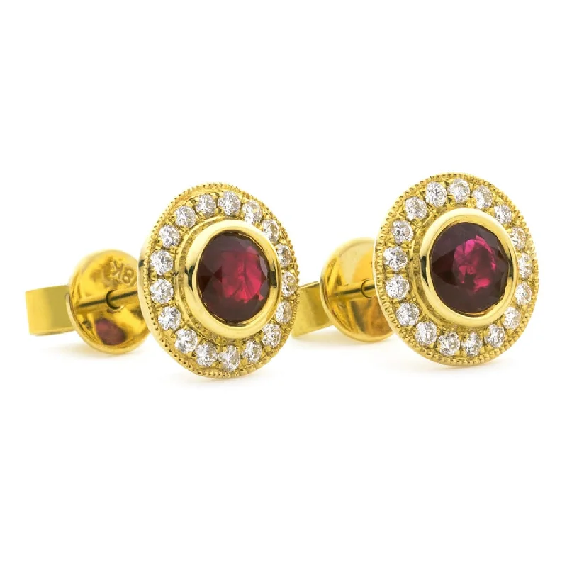 Stellar theme earrings-RUBY HALO STUD EARRINGS