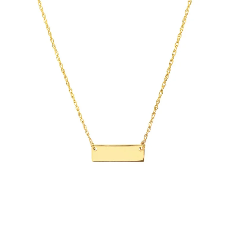 Cloud glass necklaces-14K Yellow Gold So You Mini Engravable Bar Adjustable Necklace