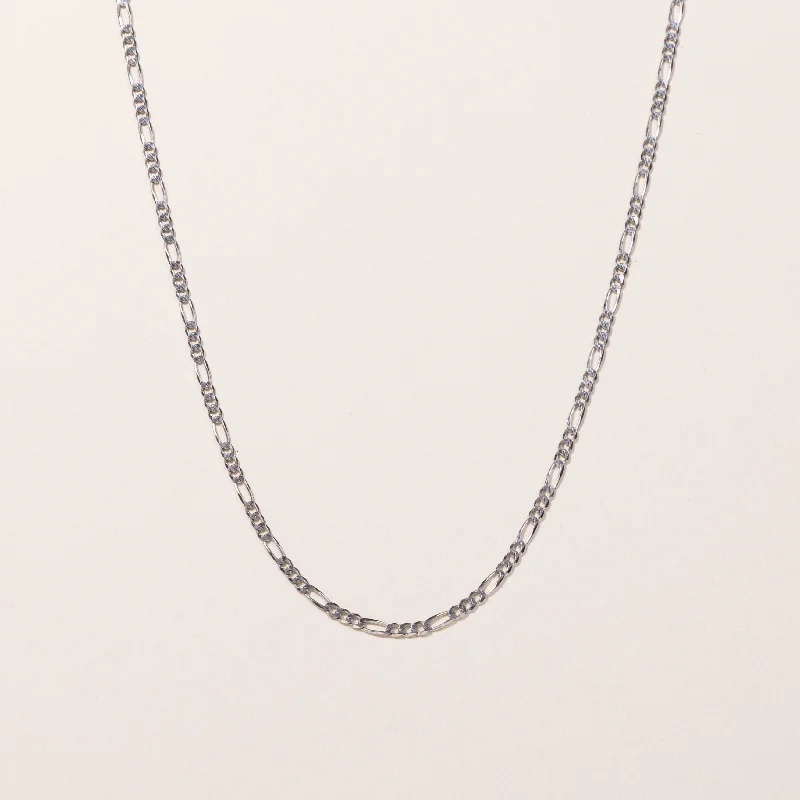 Bright bead necklaces-10k White Gold Figaro Chain | 18"