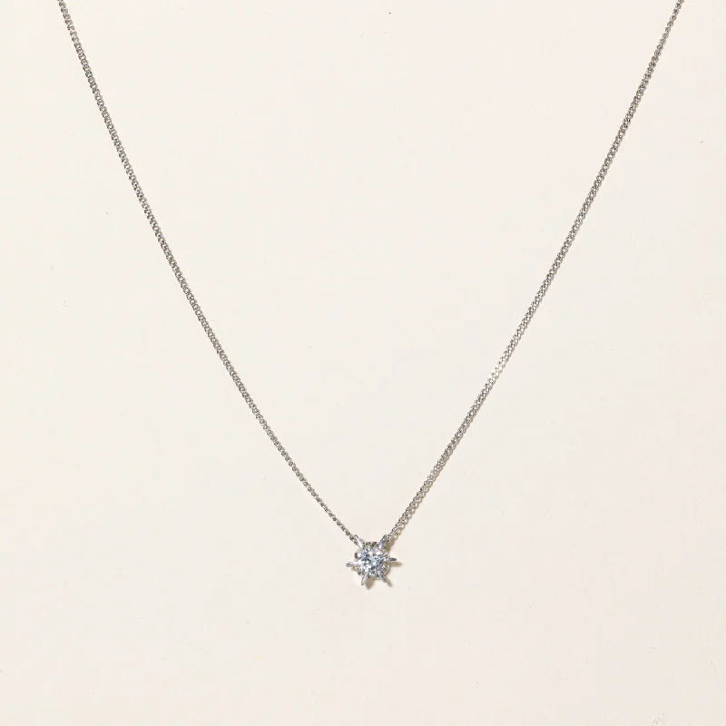 Sprite wing necklaces-Solitaire Diamond Pendant Necklace | 0.36ct | 16"|