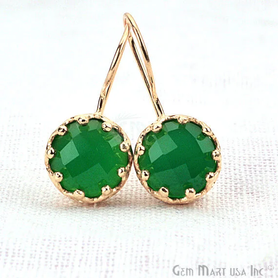 Light dangle earrings-Green Onyx 29x13mm Gold Plated Gemstone Dangle Earrings (GOER-90150)