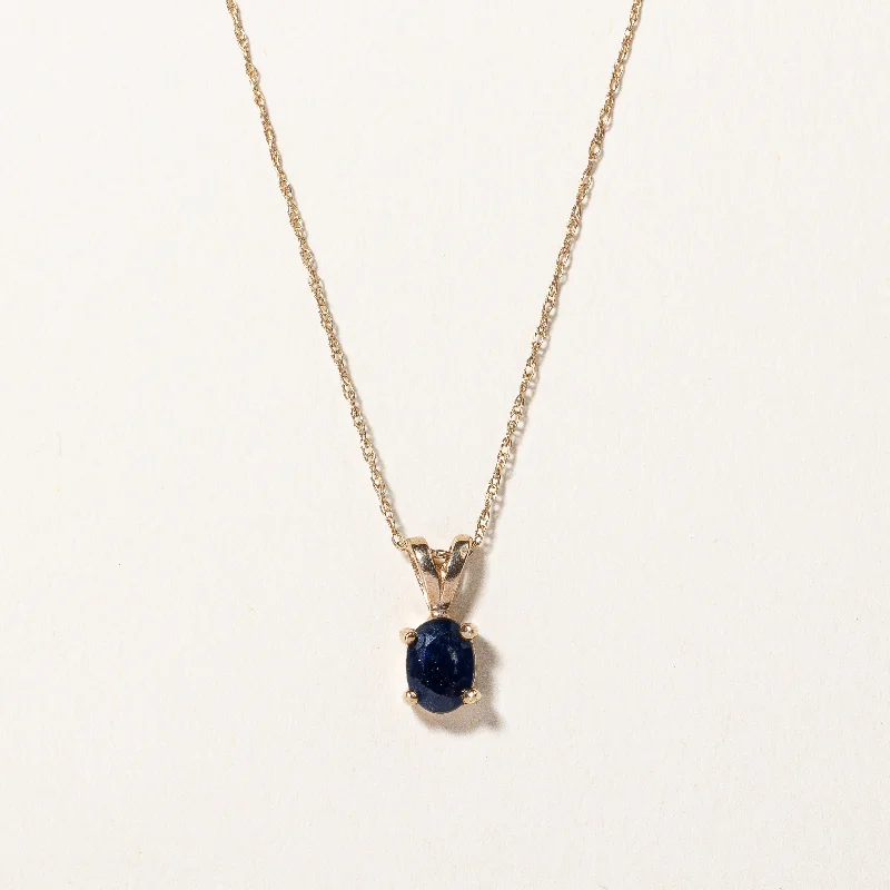 Sleek pendant necklaces-Oval Sapphire Pendant Necklace | 0.30ct | 18" |