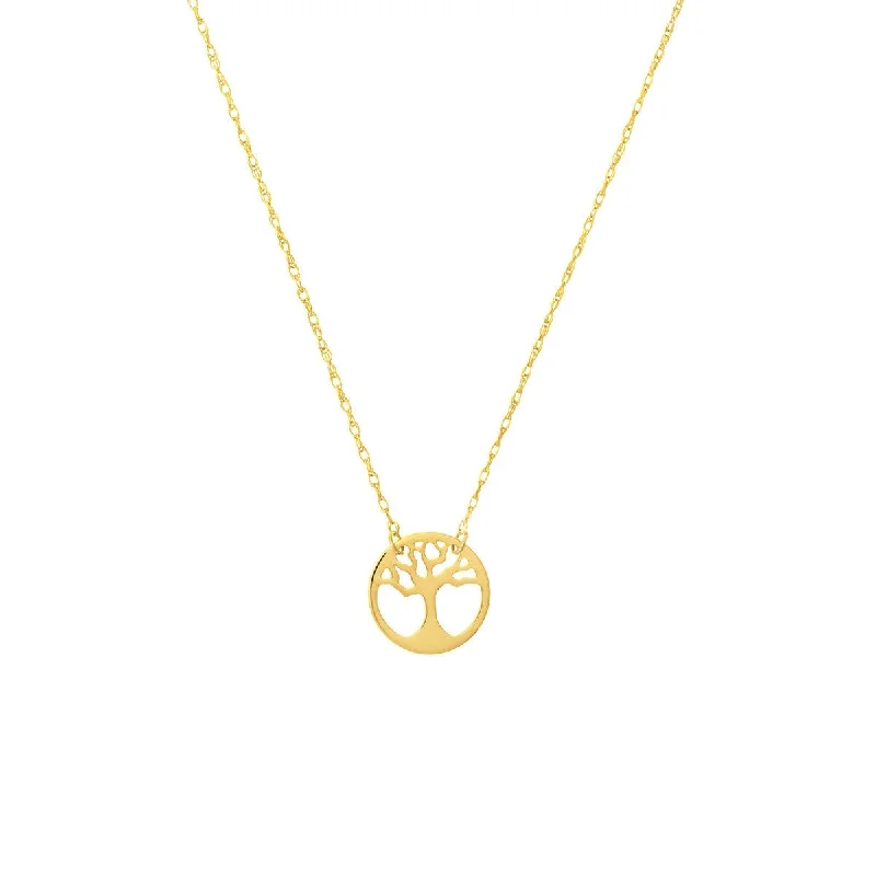 Deer charm necklaces-14K Yellow Gold So You Cutout Tree of Life Disc Adj Necklace