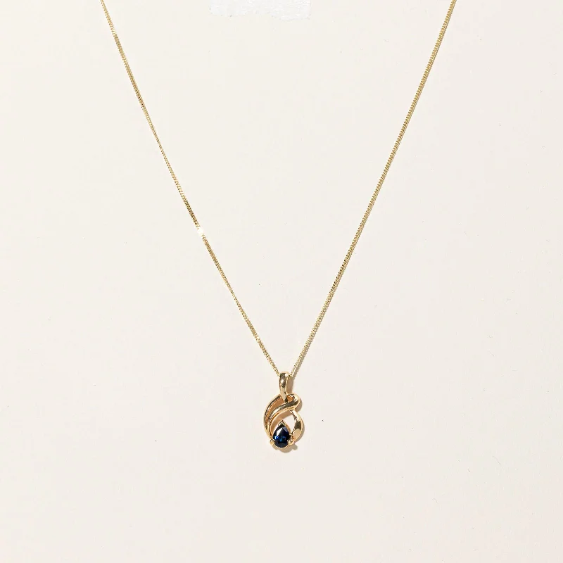 Satin gold necklaces-Blue Sapphire Necklace | 0.48ct | 16" |