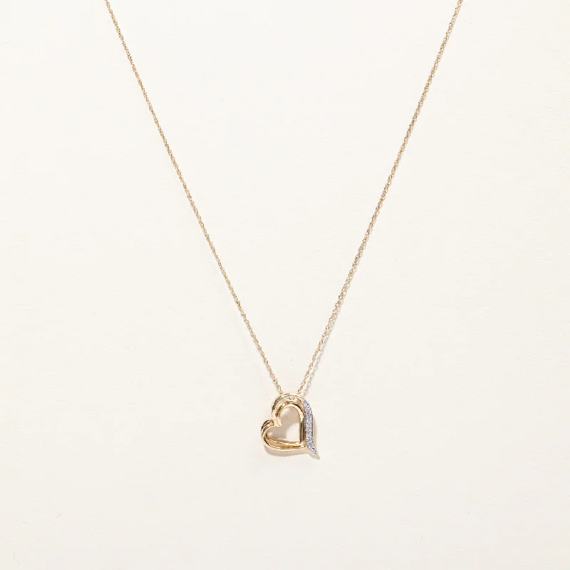 Wave shape necklaces-Diamond Heart Pendant Necklace | 0.02ctw | 18"|