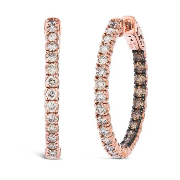 Smooth art earrings-Le Vian In & Out Diamond Hoop Earrings