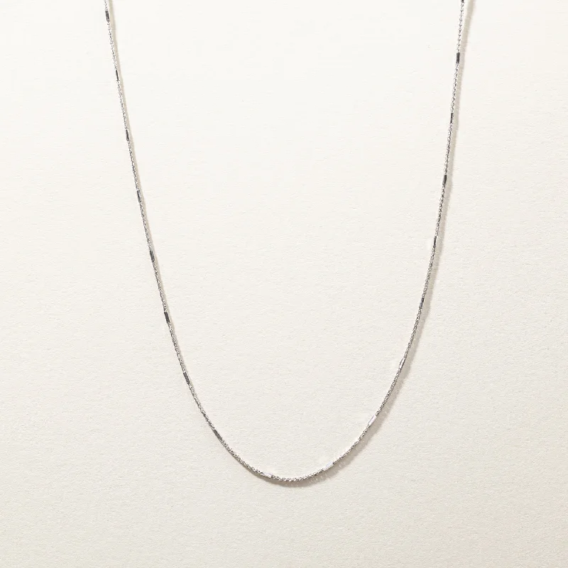 Chunky gem necklaces-White Gold Bar Link Chain | 17"|