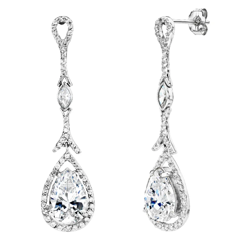 Smooth design earrings-Sterling Silver Couture Long Teardrops